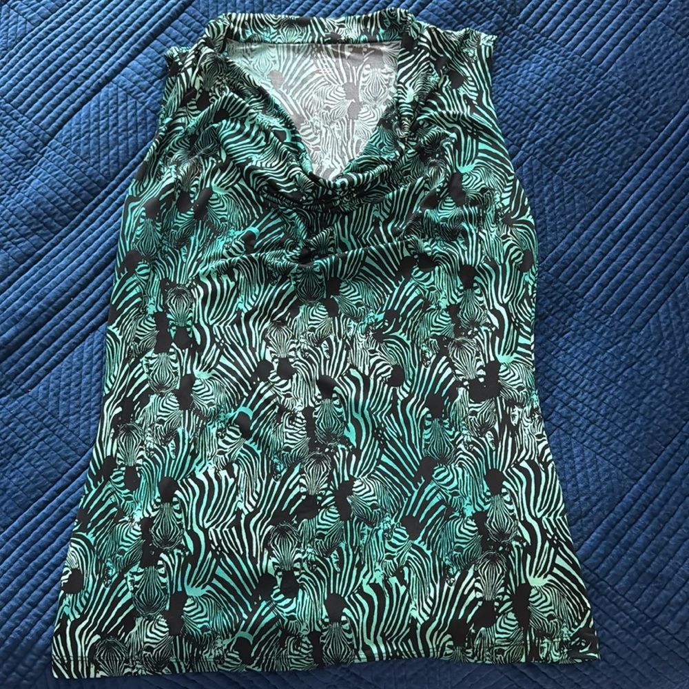 Worthington Green and Black Women's Sleeveless Top - Picture 8 of 9